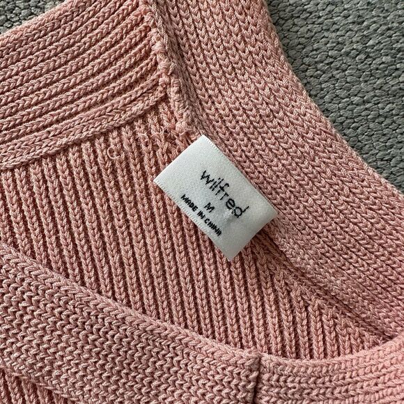 NWOT Wilfred Aritzia Cayenne Pink Knit Top Tank Top Open Tie Back Size M - Picture 6 of 7